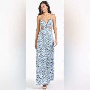 Sachin & Babi Heather Deep V-Neck Cutout Gown